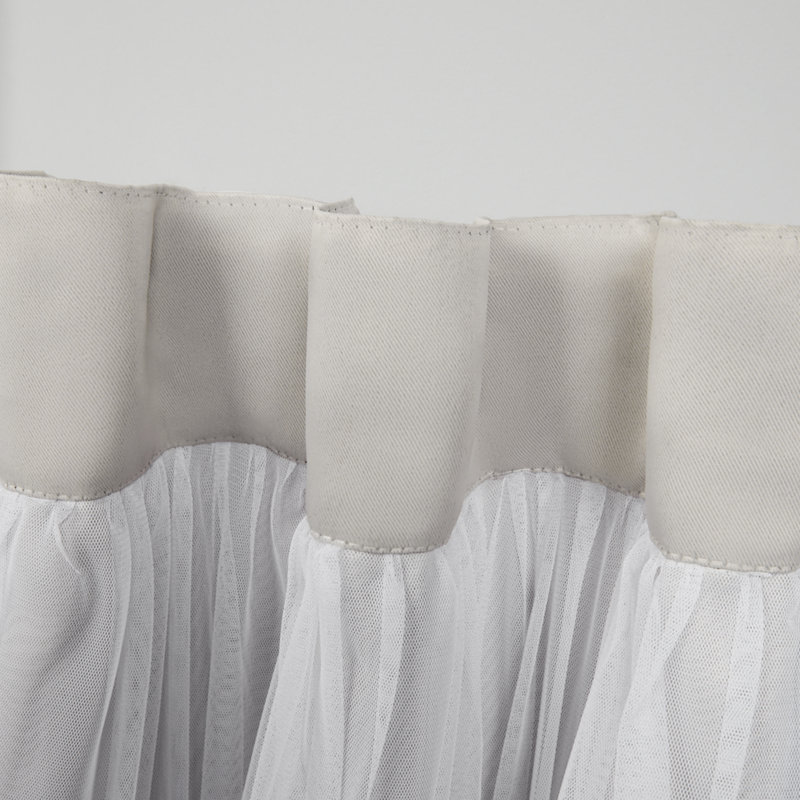 Cloud Grey and White Room Darkening Blackout Sheer Curtain Panels, 52" x 96", Set of 2