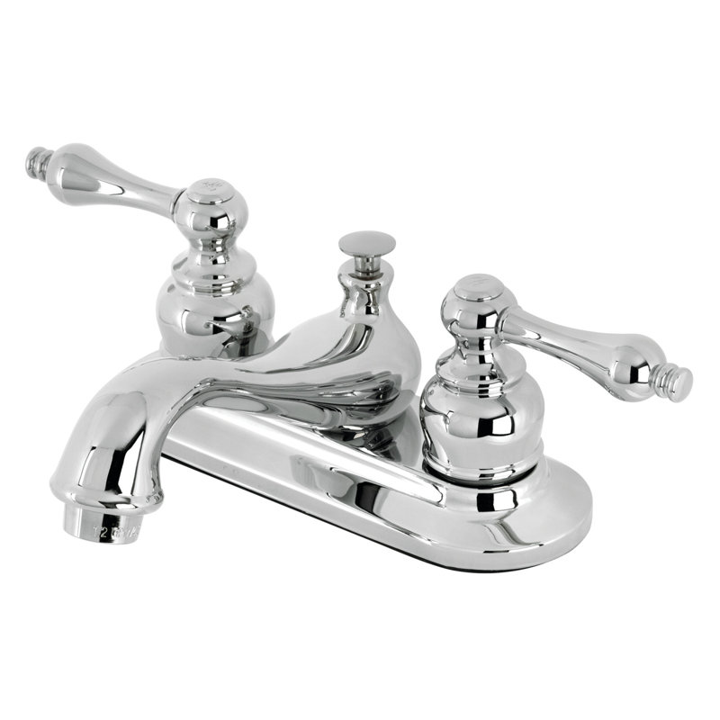Robinet de salle de bain central à fixation à deux poignées à 3 trous à fixation sur le comptoir 4 po Kingston, Chrome poli