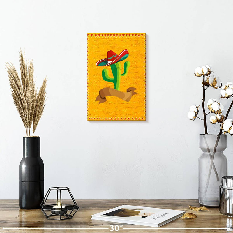 Cactus Wearing Sombrero, 12" H x 8" W