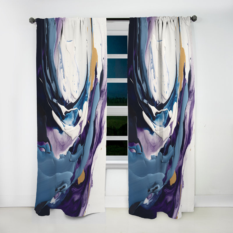 Gazella - Electric Marble Ink Art III - Modern Curtain - Velvet Room Darkening - 1 panel, 52" W x 108" L