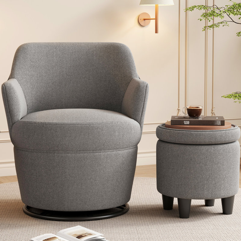 Fauteuil d'appoint pivotant à 360 ° avec siège gris - tissu moderne pour toutes les occasions
