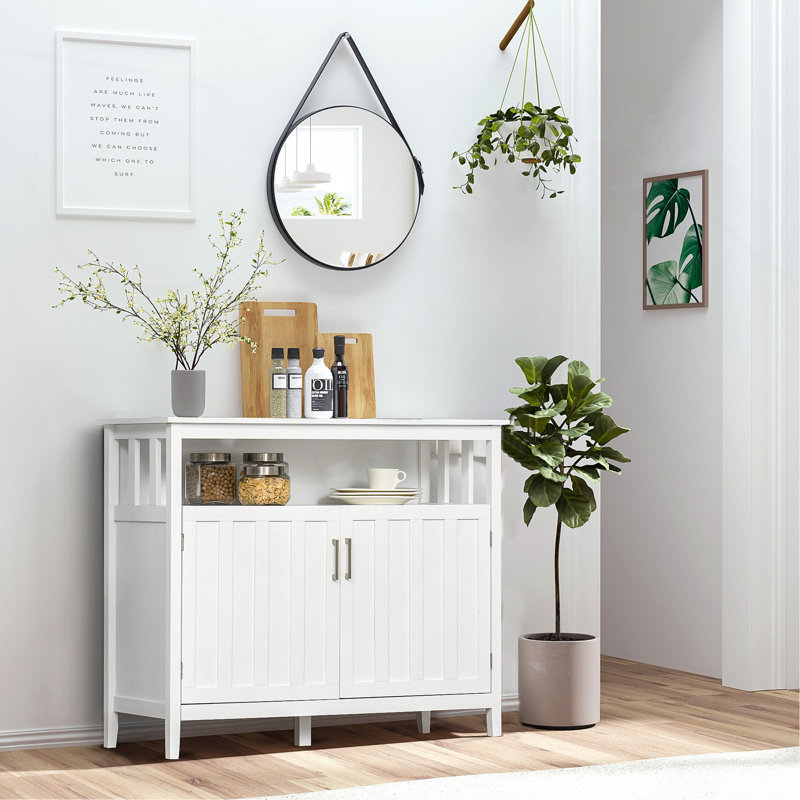 Buffet avec 2 portes et tablettes réglables pour la salle à manger, blanc