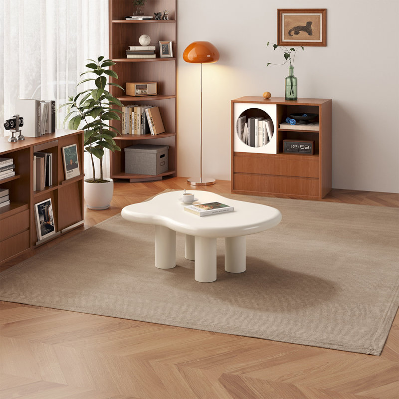 Table basse à 4 pieds Cream Cloud, Crème, crème