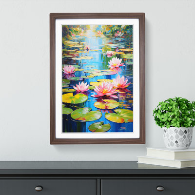Water Lily Pond Action Painting - Framed Print