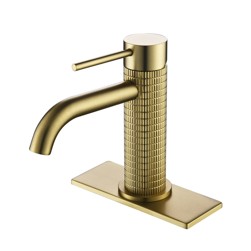 Robinet de salle de bain monocorps et monocommande, Or brossé