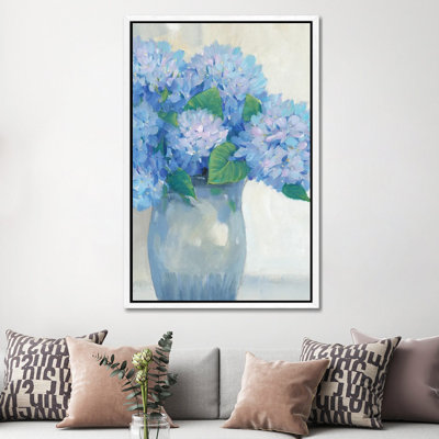 Blue Hydrangeas in Vase I 1 Piece Wall Art on Canvas