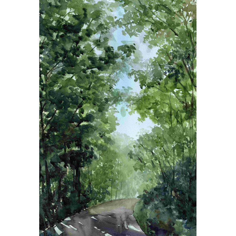 Sentier dans les bois, aquarelle, H 18 po x l 12 po