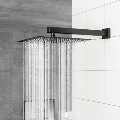 12 Inch Square Dual Shower Head Wall Mounted Matte Black System, - Scald Balanced, 360 Adjustable Rainfall Shower, Handheld For Custom Use With Balanced Valve, Experience, Rotation, And Adaptable