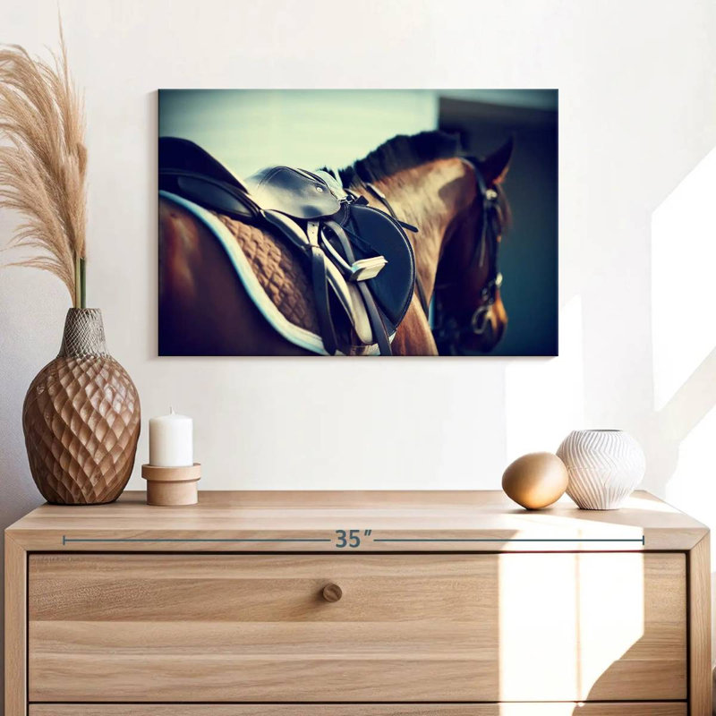 Brampt Saddled Brown Horse, 32" H x 48" W