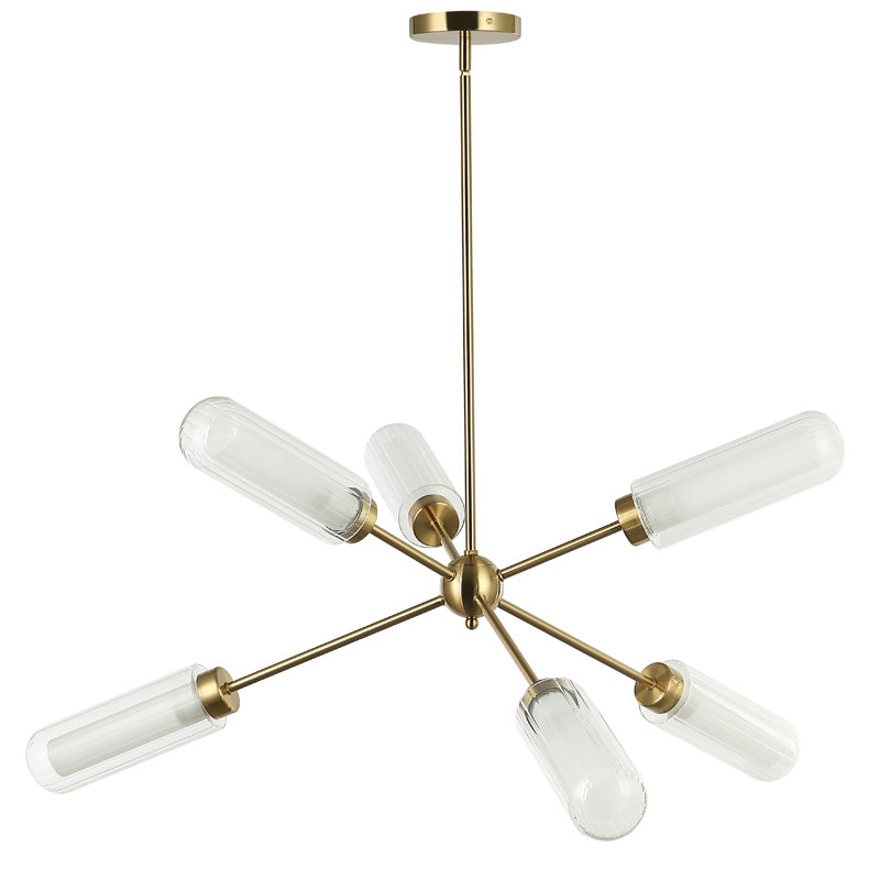Balbina 6 Light Chandelier, Aged Brass