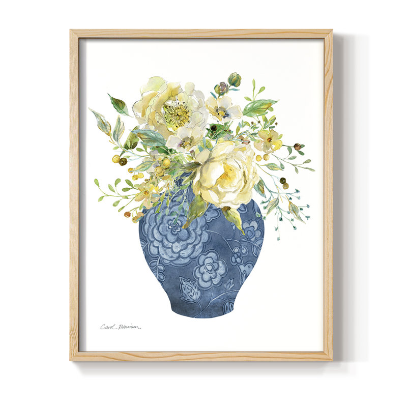 Sunny Chinoiserie I Framed Print - Solid Wood, Natural, 11" H x 9" W