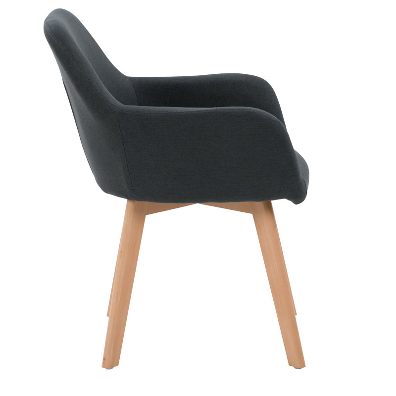 Daquaries 19'' H Upholstered Beech Armchair, Dark Gray