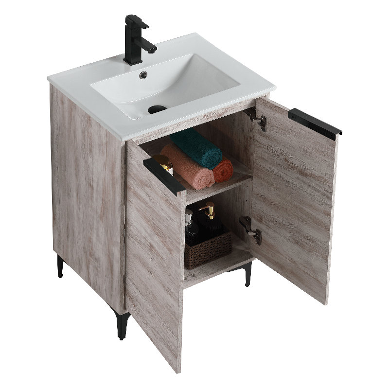 Ensemble de meuble-lavabo simple 24 po Kawamoto, Noir mat