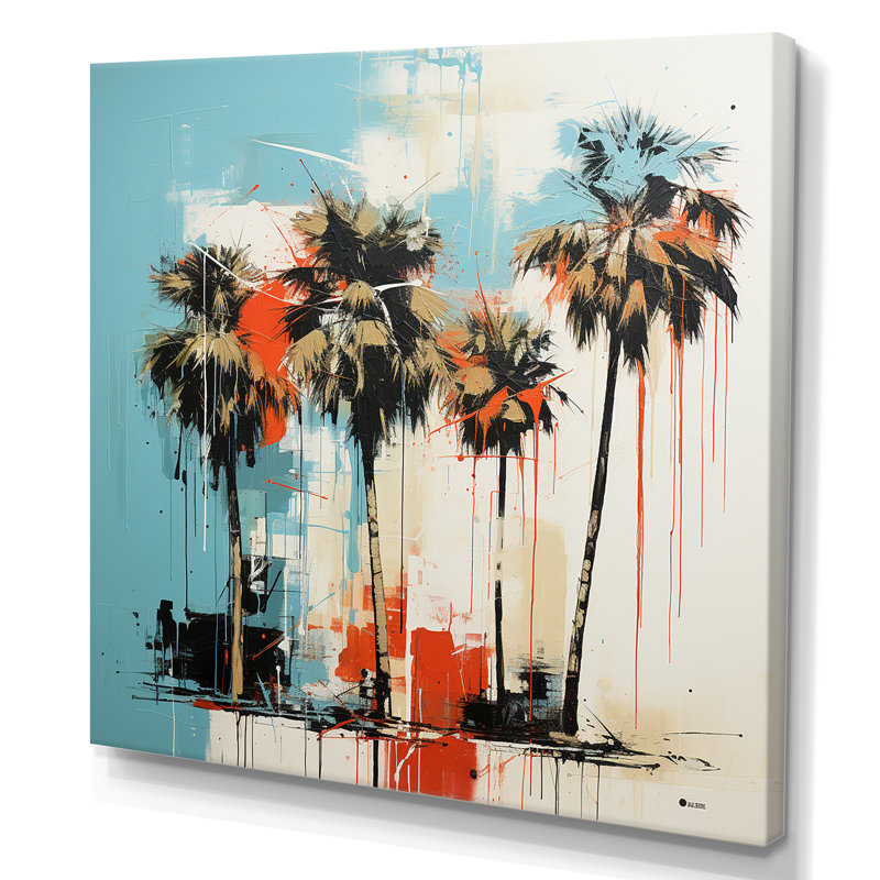 Harmonie de palmier noir de Floride - art mural Floride, Toile tendue, H 16 po x l 16 po x P 1 po