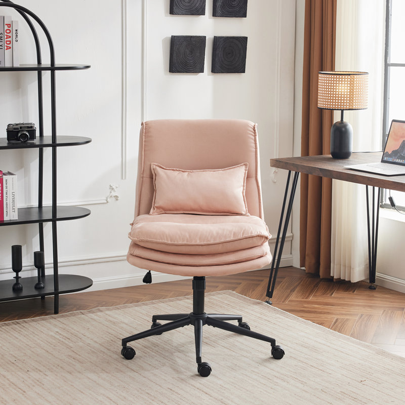Upholstered Armless Task Office Chair, Pink Microfabric