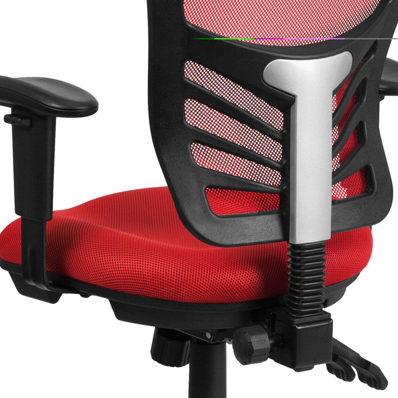 Mid-Back Mesh Multifunction Executive Swivel Ergonomic Office Chair with Adjustable Arms, Red