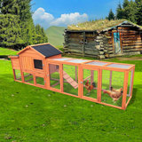 Spacious And Durable 111.5" Wooden Chicken Coop With Nesting Box