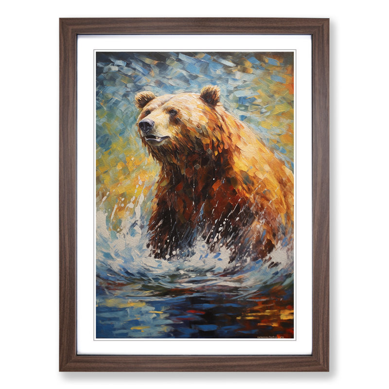 Bear Impressionism - Framed Print, Walnut Framed, 34cm H x 25cm W x 2cm D