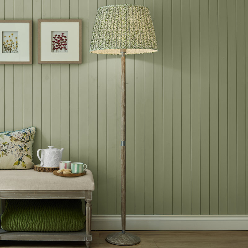 Solensis Floor Lamp & Juna Pleated Tapered Sage Shade