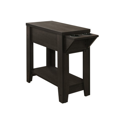 Space Saving Transitional Side End Table With Drawer And Cup Holder For Bedroom Use Brown Laminate Accent Dual Living Room Decor