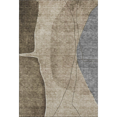 Premium Machine Washable Prisco Brown Rug