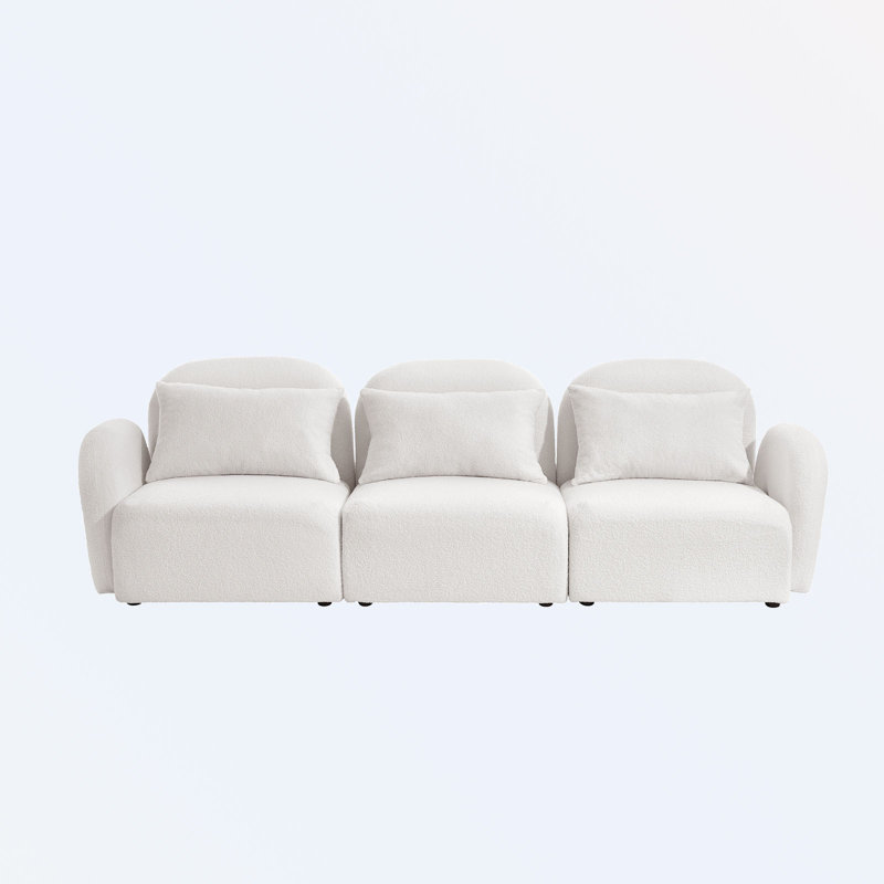 Upholstered Sofa, 28.3" H x 94" W x 34.2" D, White 100% Polyester