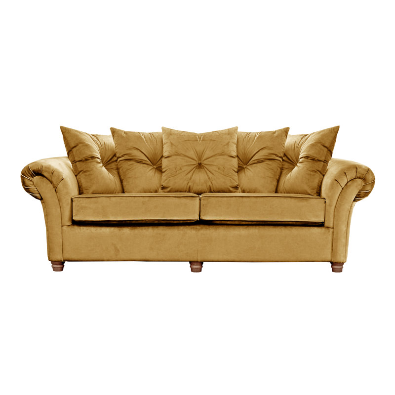 Lila 3 Seater Velvet Sofa, Mustard