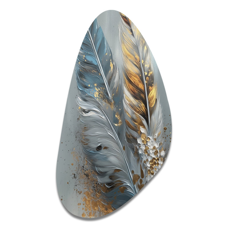 Una - Décoration murale irrégulière en forme de plume Glam, H 31 po x l 17 po