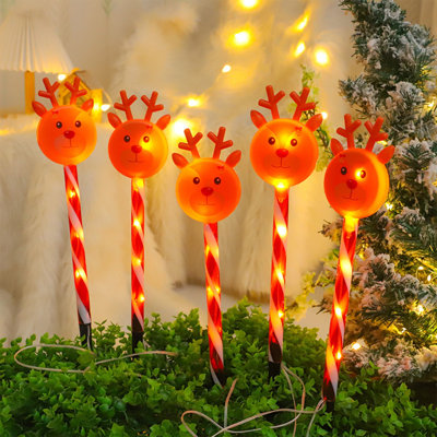 Christmas Father Christmas Snowman Candy Ground Plug Lights Outdoor Patio  Decoration Christmas Solar Colourful Lights String