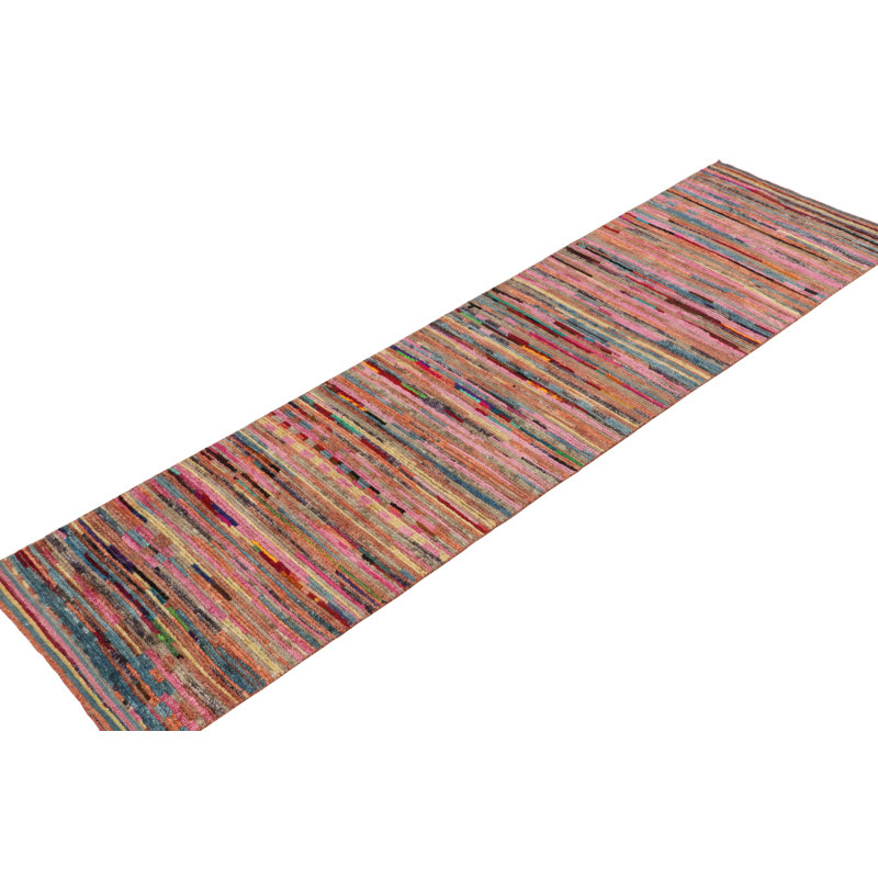 Moroccan Hand Knotted Silk Area Rug, Runner 3' x 10'