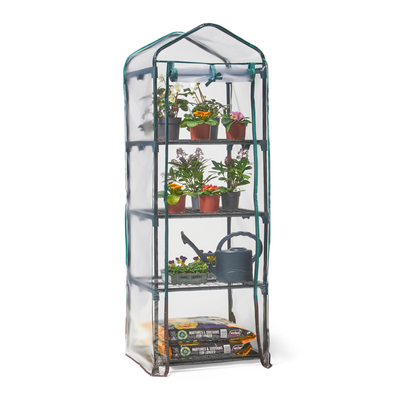 VonHaus  4 Tier Mini Greenhouse with Reinforced Weatherproof Plastic PVC Cover