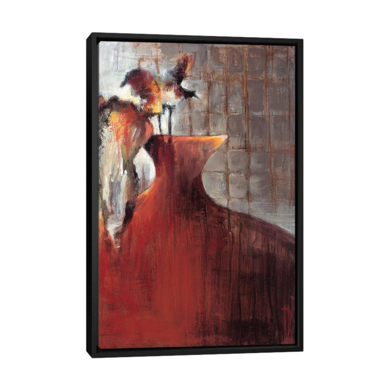 « orange persimmon vase i », reproduction sur toile, H 26 po x l 18 po x P 1,5 po, Toile avec cadre noir, Pas de tapis