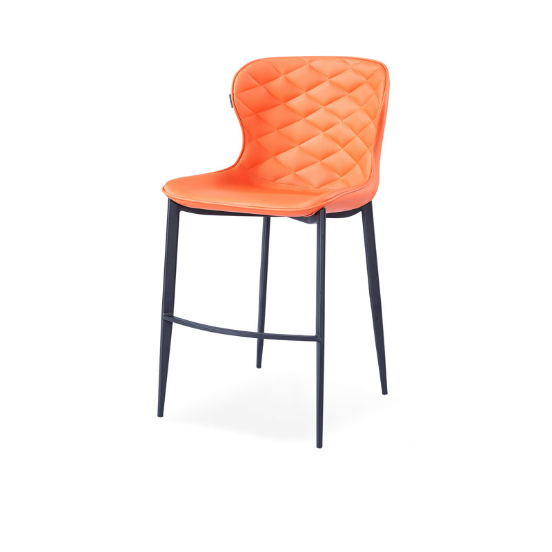 Albert Upholstered Counter Stool, Orange, Black, Counter Stool (24” Seat Height)