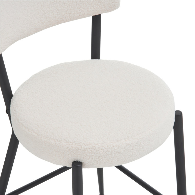 Tabourets de bar rembourrés Modern Teddy, Siège beige / structure noire, 2