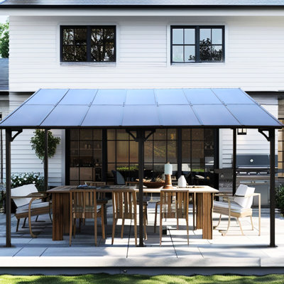 Pavillon de jardin extérieur en métal 10 pi x 14 pi, auvent de pergola pour terrasse, terrasse, cour arrière, 60 lb / m2, abri de jardin - zone de cour robuste