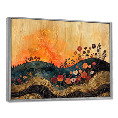 Fleurs orange orange, champ de fleurs I - art mural floral