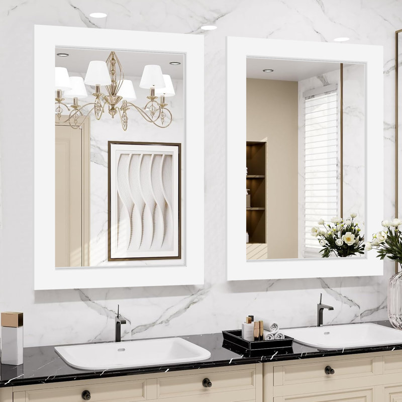 Miroir en bois, Blanc, 36 po x 24 po