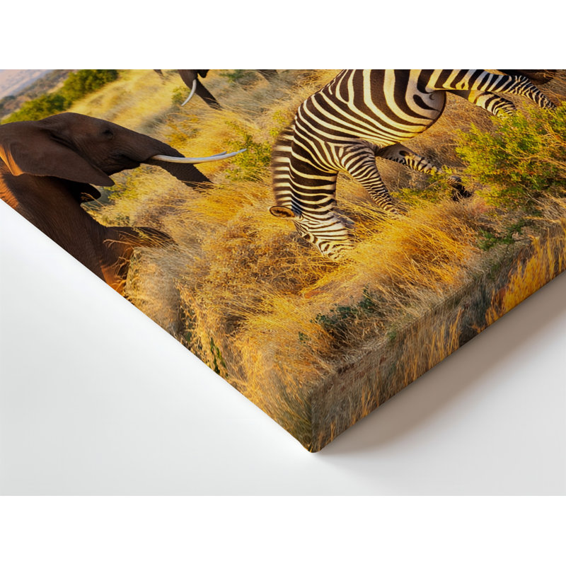 "Toile dans une scène de savane vibrante", H 11 po x l 14 po