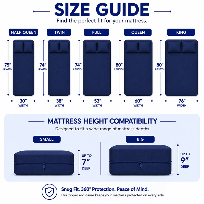 Housse de protection à fermeture à glissière pour matelas, imperméable, facile à nettoyer, s'adapte au matelas, Double, 9"