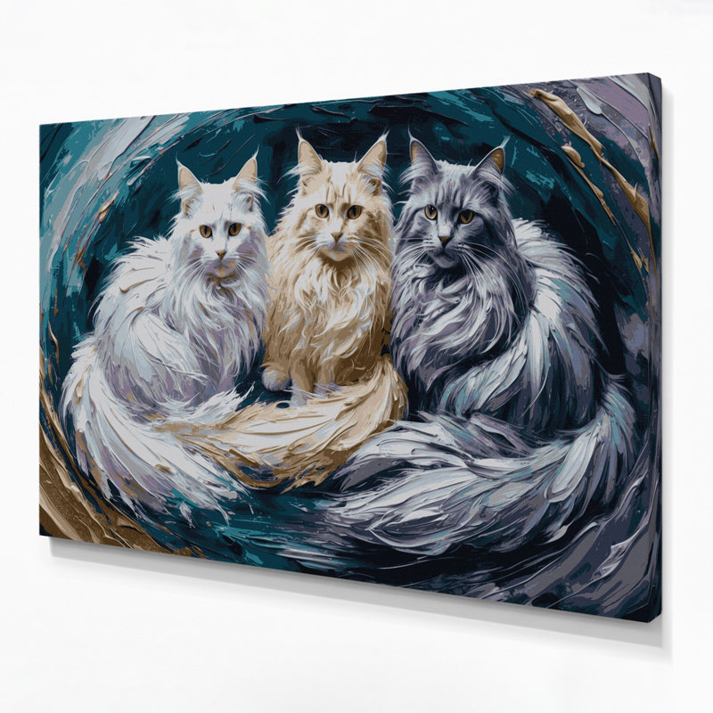 «Cats Cymric Gray», art mural sur toile, H 20 po x l 24 po