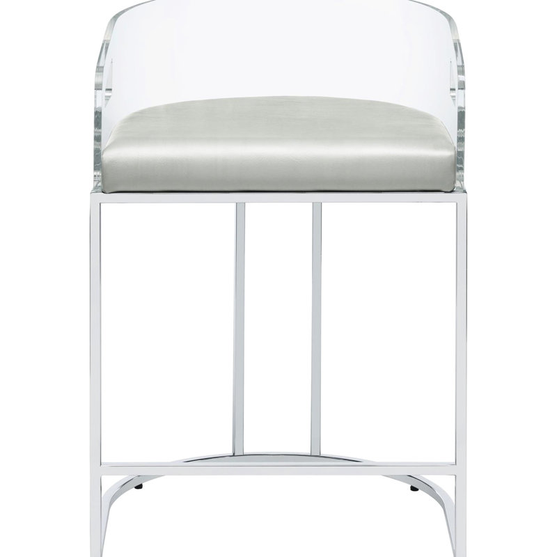 Tabourets de bar modernes à dossier en acrylique gris (2) - Élégant avec détails de 2 chaises de salle à manger et structure en métal confortable