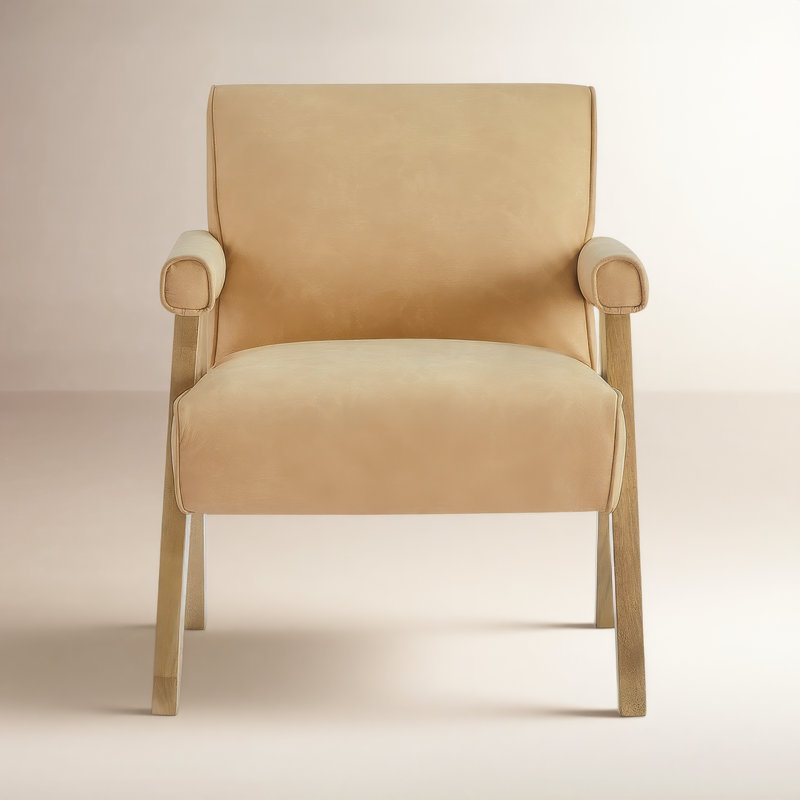 Tiberias Ophelia Vegan Leather Arm Chair, Desert Sand Vegan Leather