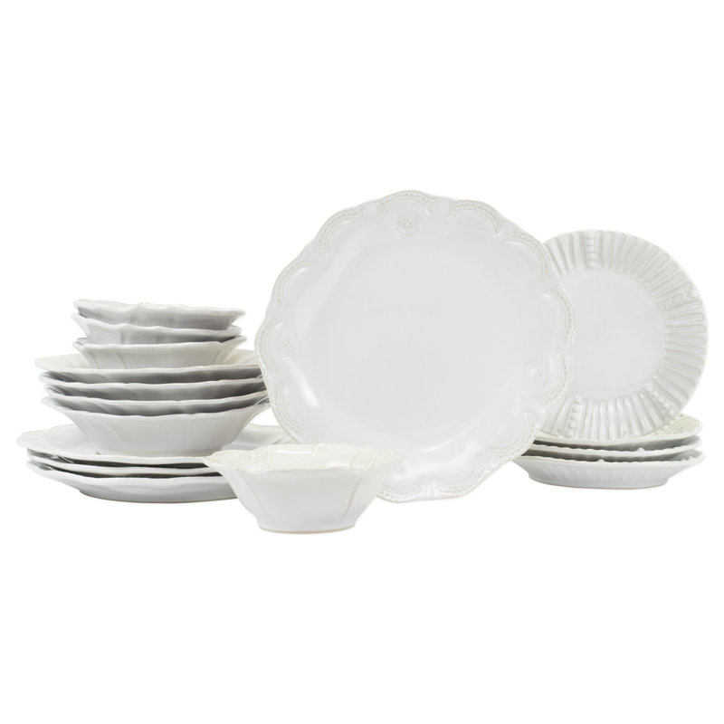 Incanto Piece Stoneware Dinnerware Set - Service for 4, White