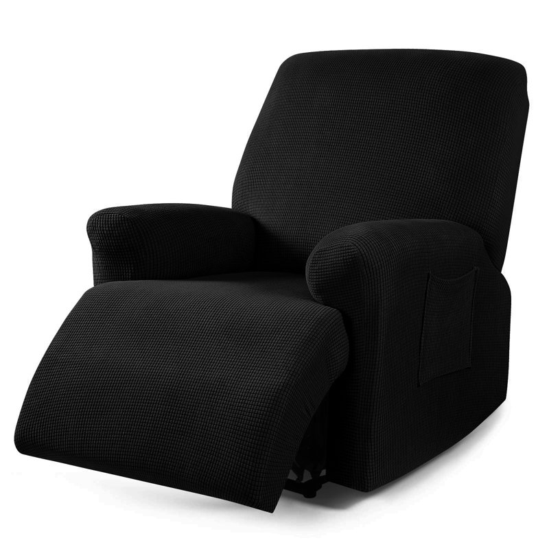 Housse pour fauteuil inclinable à coussins carrés/rectangulaires, Mélange de polyester noir