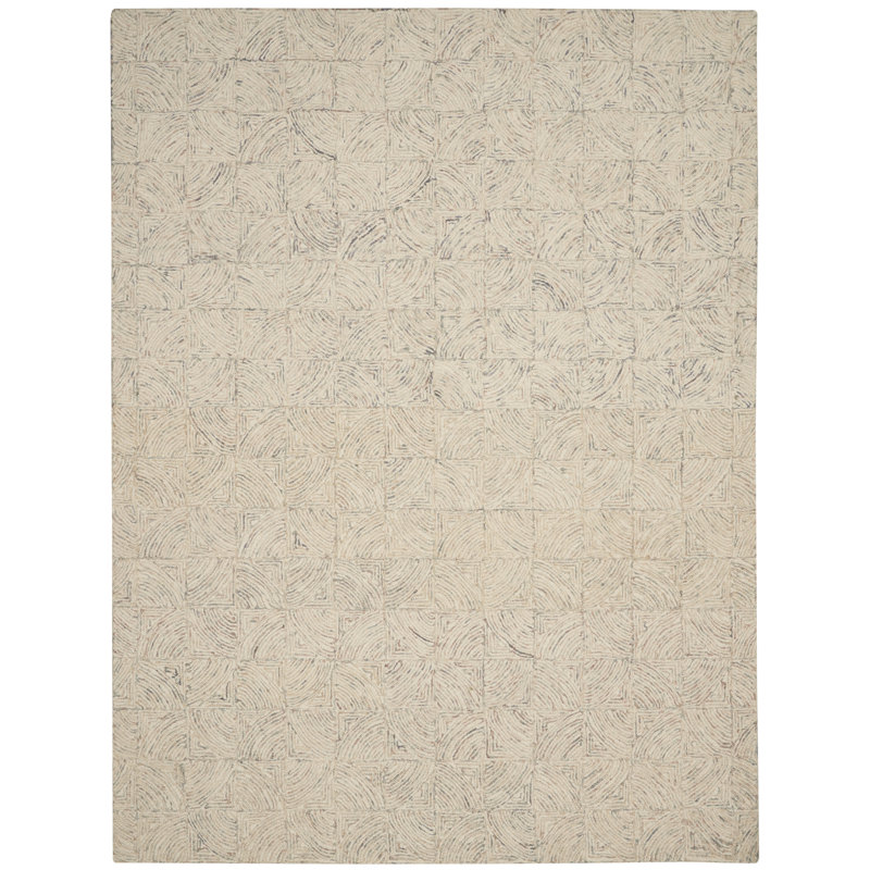 Tapis ivoire fait à la main Jodie, Rectangle 8 pi x 10 pi 6 po