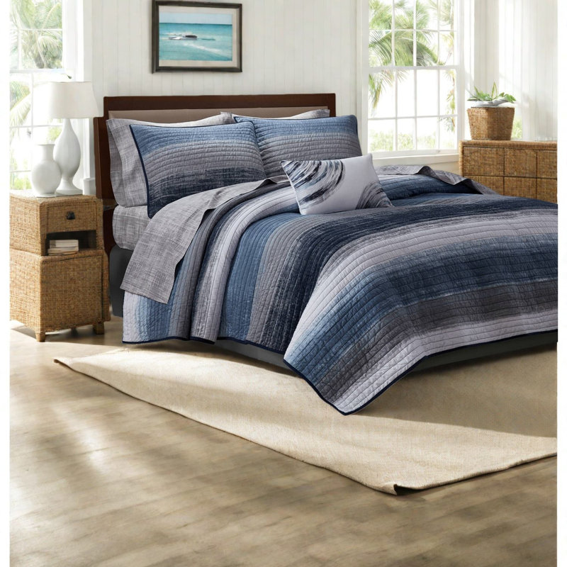Ensemble de literie très grand en coton bleu marine, confort et style pour la maison