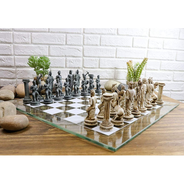 Medieval Theme Gold & Silver Tone Metal Chess Set