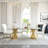 Rectangular Glass Dining Table Set For 8 People, Sleek Modern Design With Sculptural Metal Base, 94.49'' L X 47.24'' W-1557316196-1557316223