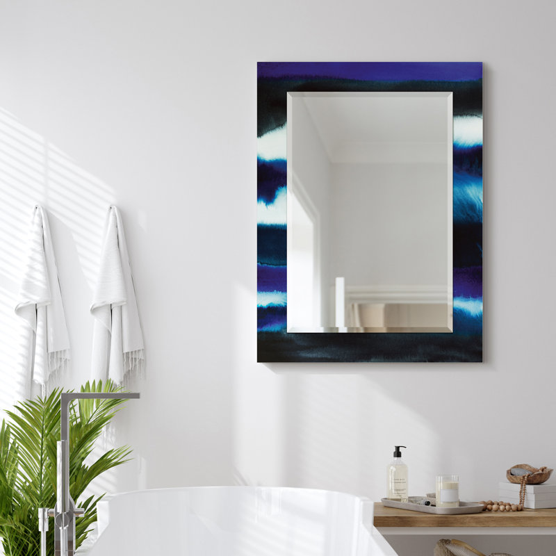 «Run Off», miroir rectangulaire biseauté sur verre trempé flottant imprimé inversé, 40 po x 30 po