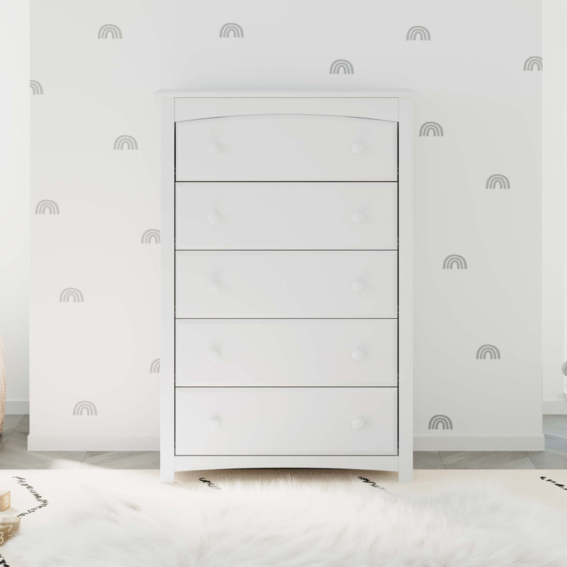 Commode 5 tiroirs Kenton, Blanc